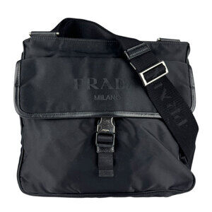 Prada crossbody shoulder bag black silver